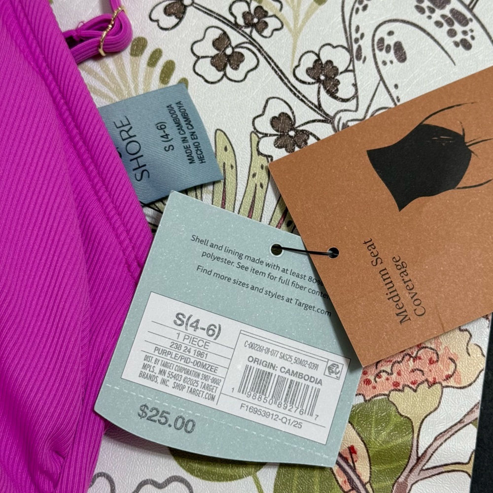 Shade & Shore Pink One-Piece Swimsuit Scoop Neck NWT - Picture 2 of 11